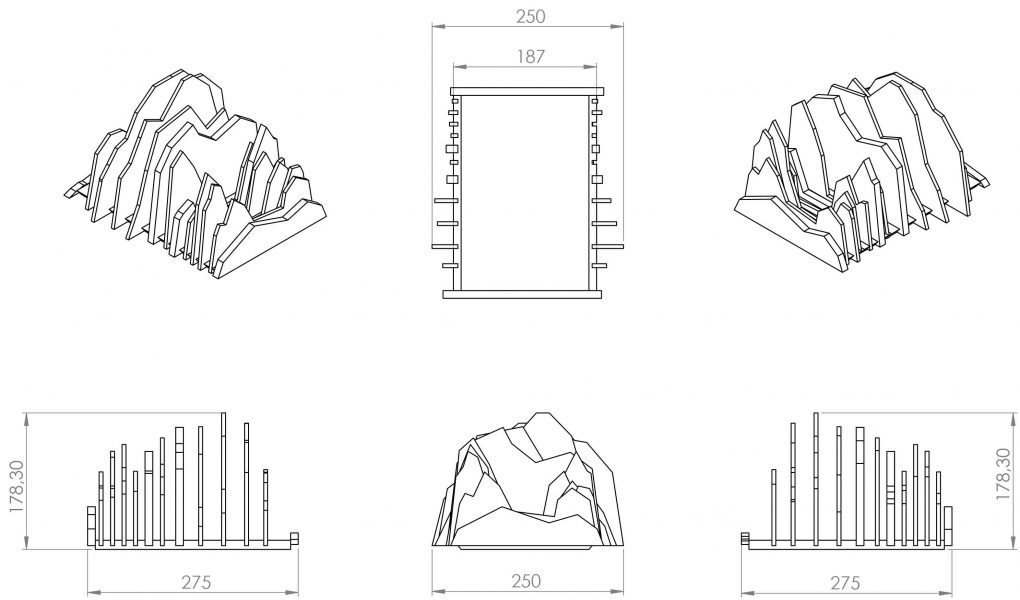 Le porte revue / vide poche éco-conçu en chutes de bois