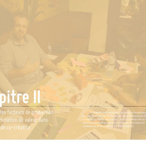Chapitre 2 : Recherche des facteurs de production et de détermination de valeur dans les ateliers de co-création - Design et collectivité