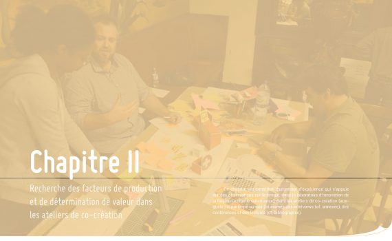 Chapitre 2 : Recherche des facteurs de production et de détermination de valeur dans les ateliers de co-création - Design et collectivité